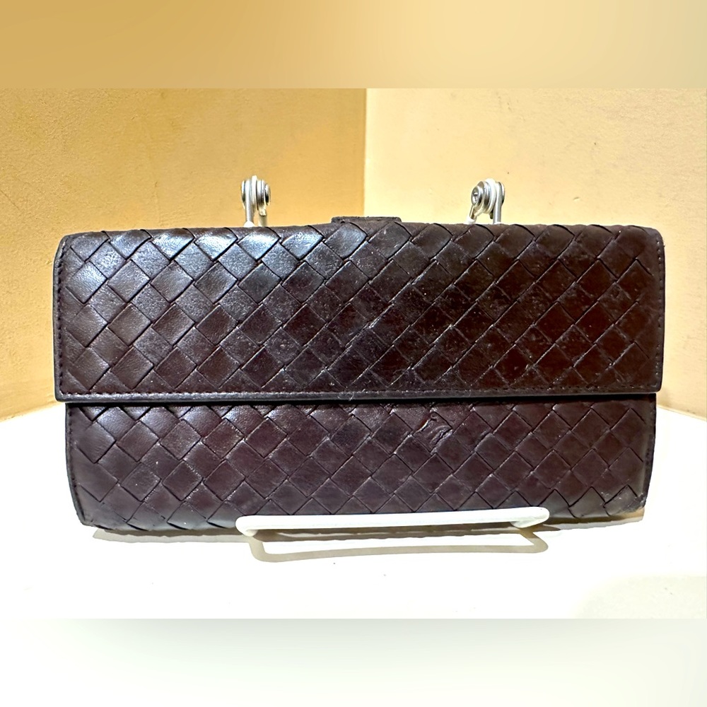 Bottega Veneta Brown Intreccio Long Wallet